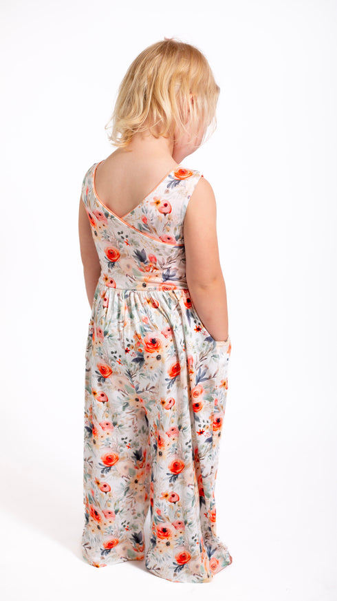 Cross Back Botanic Dream Wide Leg Romper with pockets
